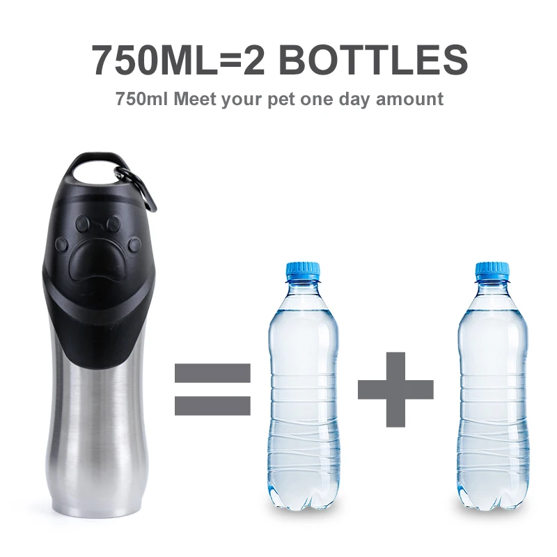 

750ml Sport Portable Pet Dog Water Bottle Travel Dog Bowl For Puppy Cat Drinking Outdoor Travel Water Dispenser Pet Supplies