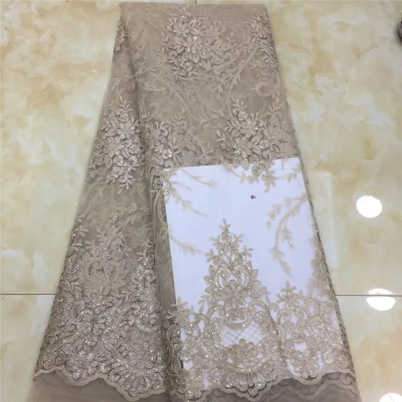 

Sequined Style African High Quality Net Wedding Lace Fabric 2019 New Nigeria Sequins Guipure Tulle Sewing Evening Dress Material