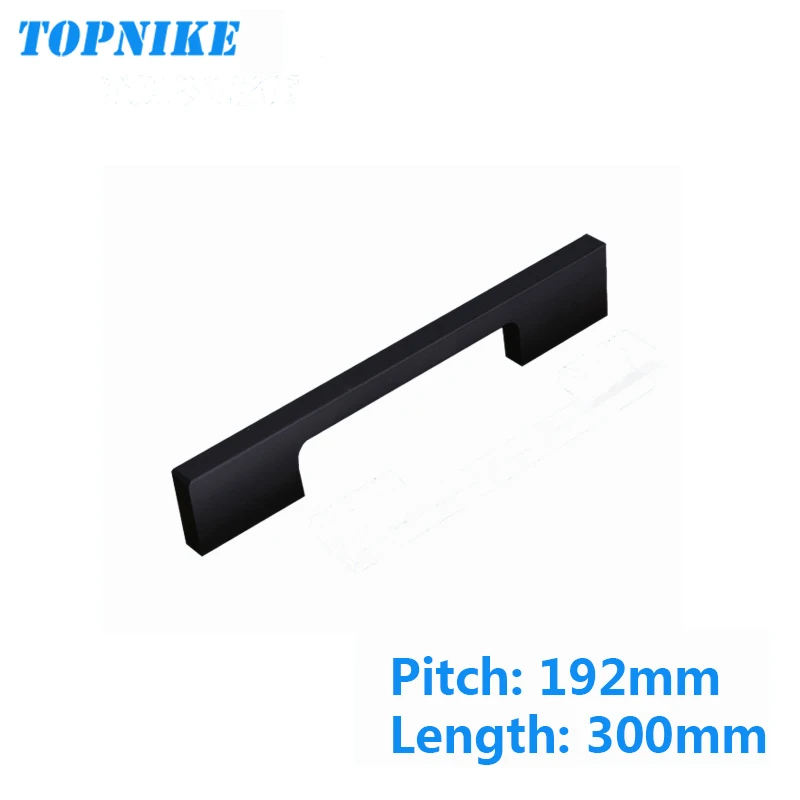 Black-L-300mm TOPNIKE ручки шкафа матовый черный/матовый серебристый два цвета дополнительно Европейский стиль ручка кухонного шкафа Ручка для ящика двери шкафа - Цвет: Black-L-300mm