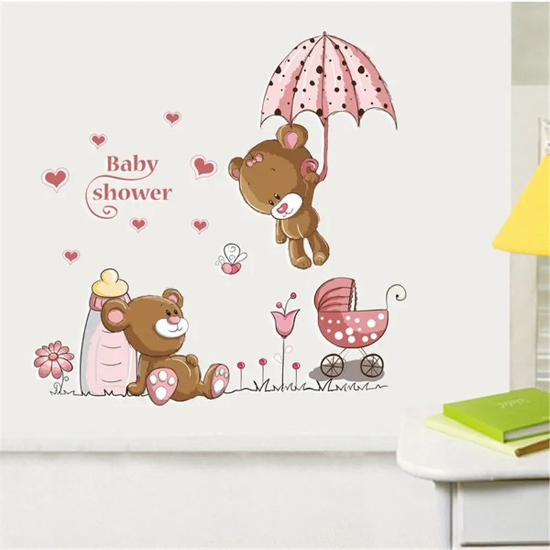 Милый медвежонок съемный винил детский сад детская комната домашний декор