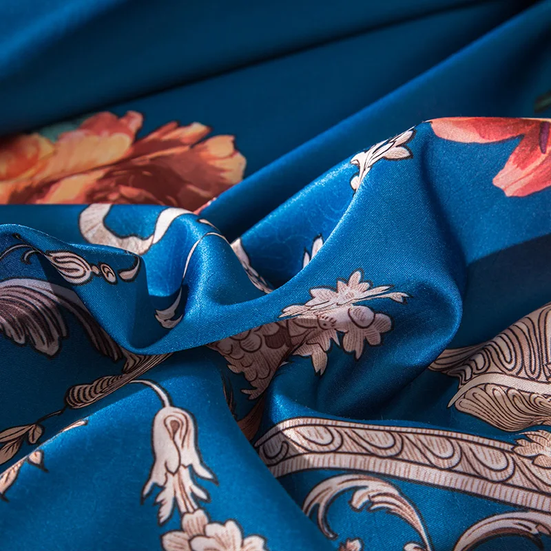 4 шт. Новые Роскошные Tencel хлопок Красочные постельные принадлежности с цветами Набор цифровой пододеяльник с рисунком комплект простыня наволочка queen King size