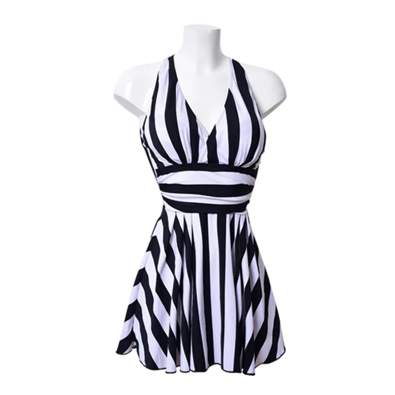 Женский купальный костюм 2018 слитный купальник Купальная юбка с лямкой на шее