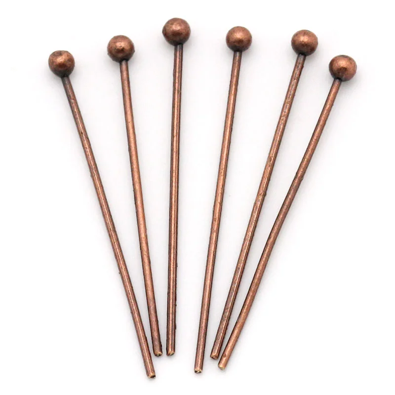 

Doreen Box Lovely Head Pins Antique Copper 21mm long,0.5mm(24 gauge),1000PCs (B24939)