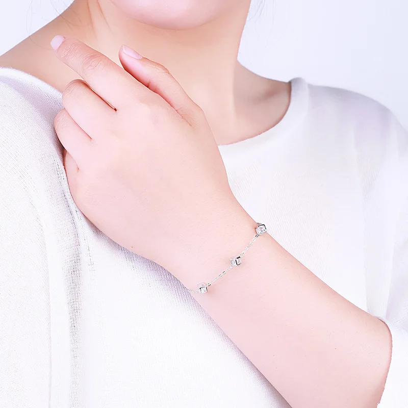 Кубический браслет ювелирное изделие серебро 925 пробы ручная цепочка для женщин |