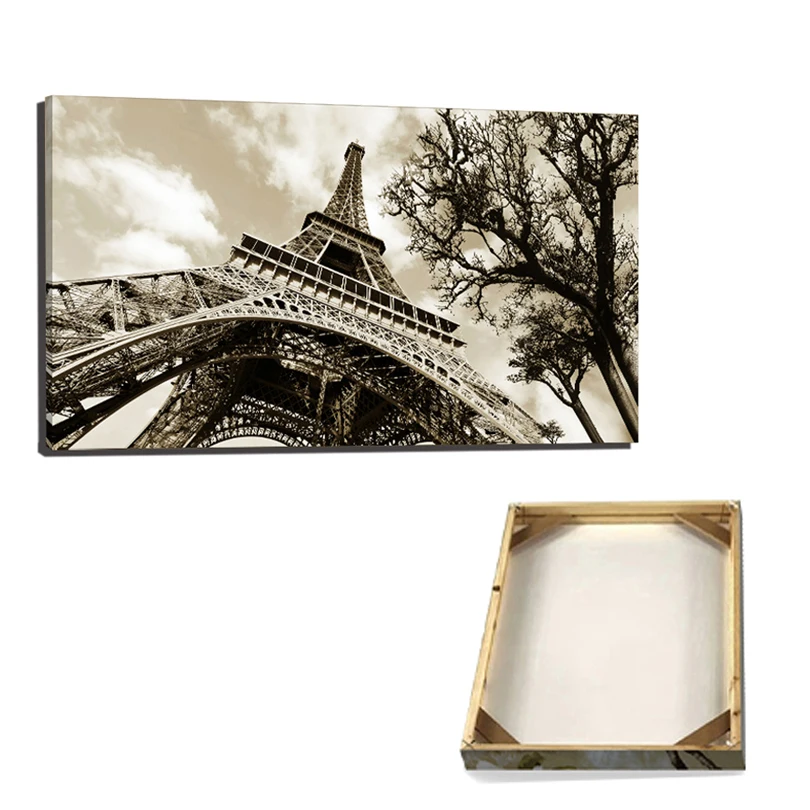 Настенная картина с рамкой Картина на холсте изображением Эйфелевой звезды и