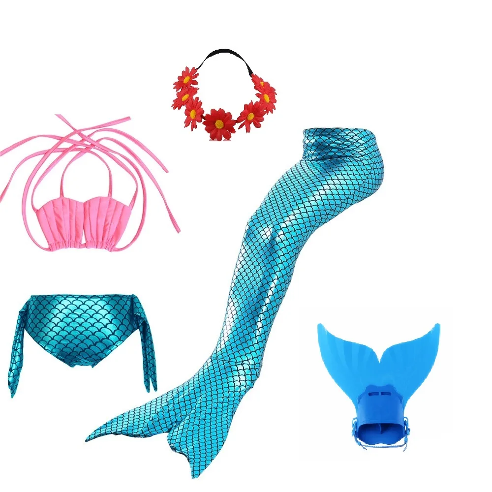 Купальный костюм для девочек цвет синий розовый Детские хвосты русалки плавания