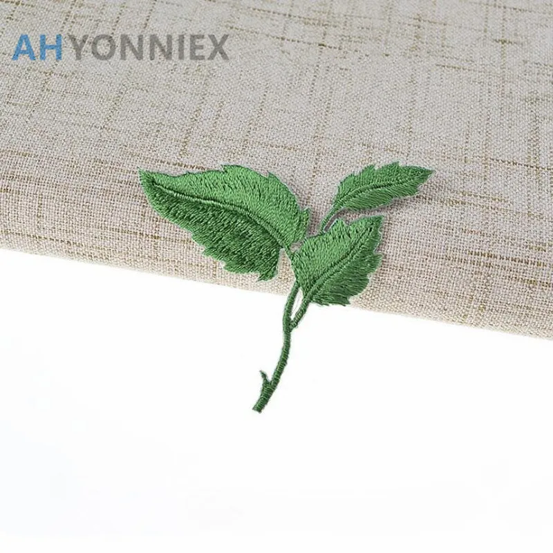 

5PCS Green Color Leaf Patches Iron On Embroidered Patch Applique for Garment T Shirts Pants Bags DIY Craft Supplies