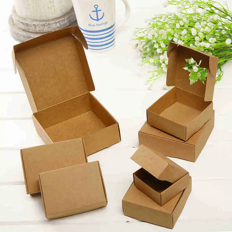 

100pcs brown small Kraft Paper Gift Boxes white Handmade Soap Packing Box black Jewelry/Handicraft/Candy Storage Paper Boxes