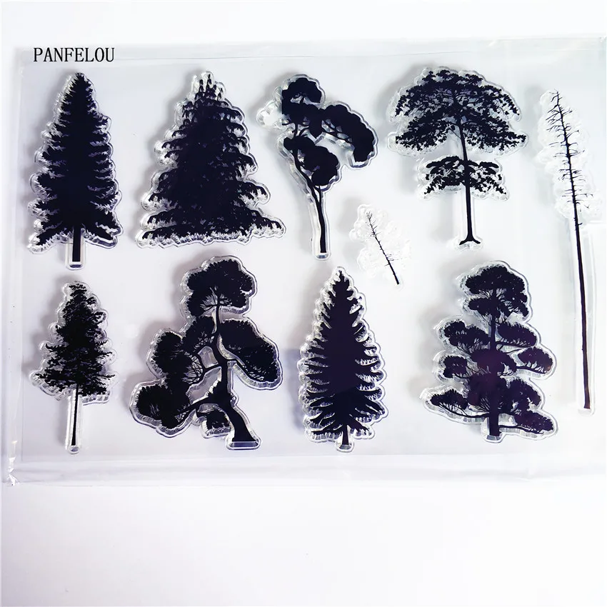 Прозрачные силиконовые резиновые штампы PANFELOU с листьями леса для