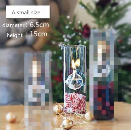 A small size Креативная романтическая цилиндрическая масляная лампа из прозрачного стекла в европейском стиле, свадебное украшение, подарок вместо подсвечника для дома - Цвет: A small size