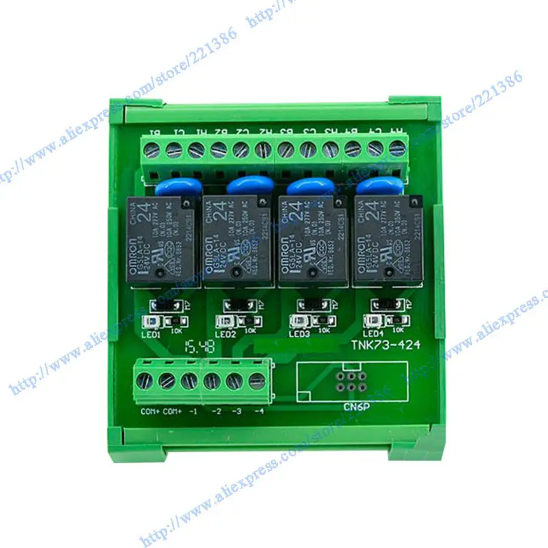 4 Канальный Релейный усилитель 5В 10A Omron релейный модуль платы PLC 5VDC DIN Rail крепление