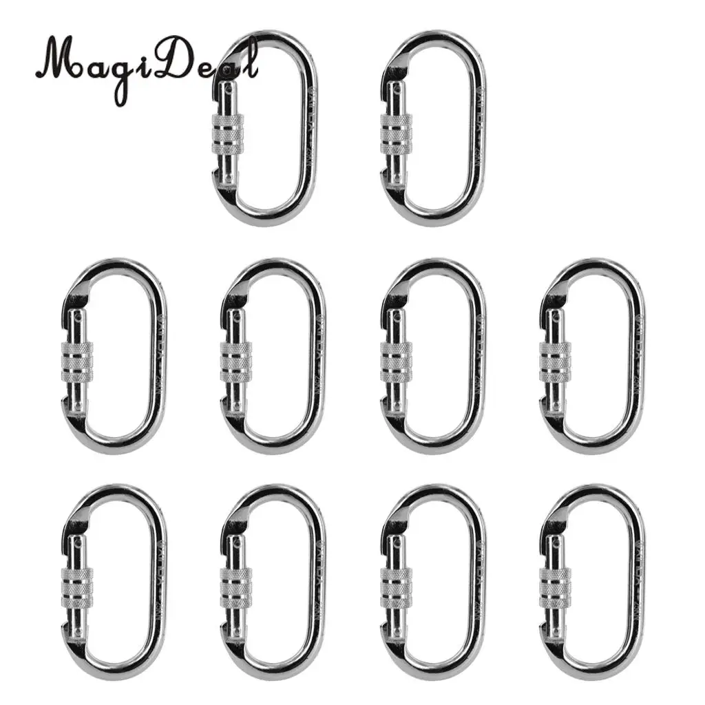 MagiDeal 10 штук овальной формы легированная сталь винтовой замок карабин для