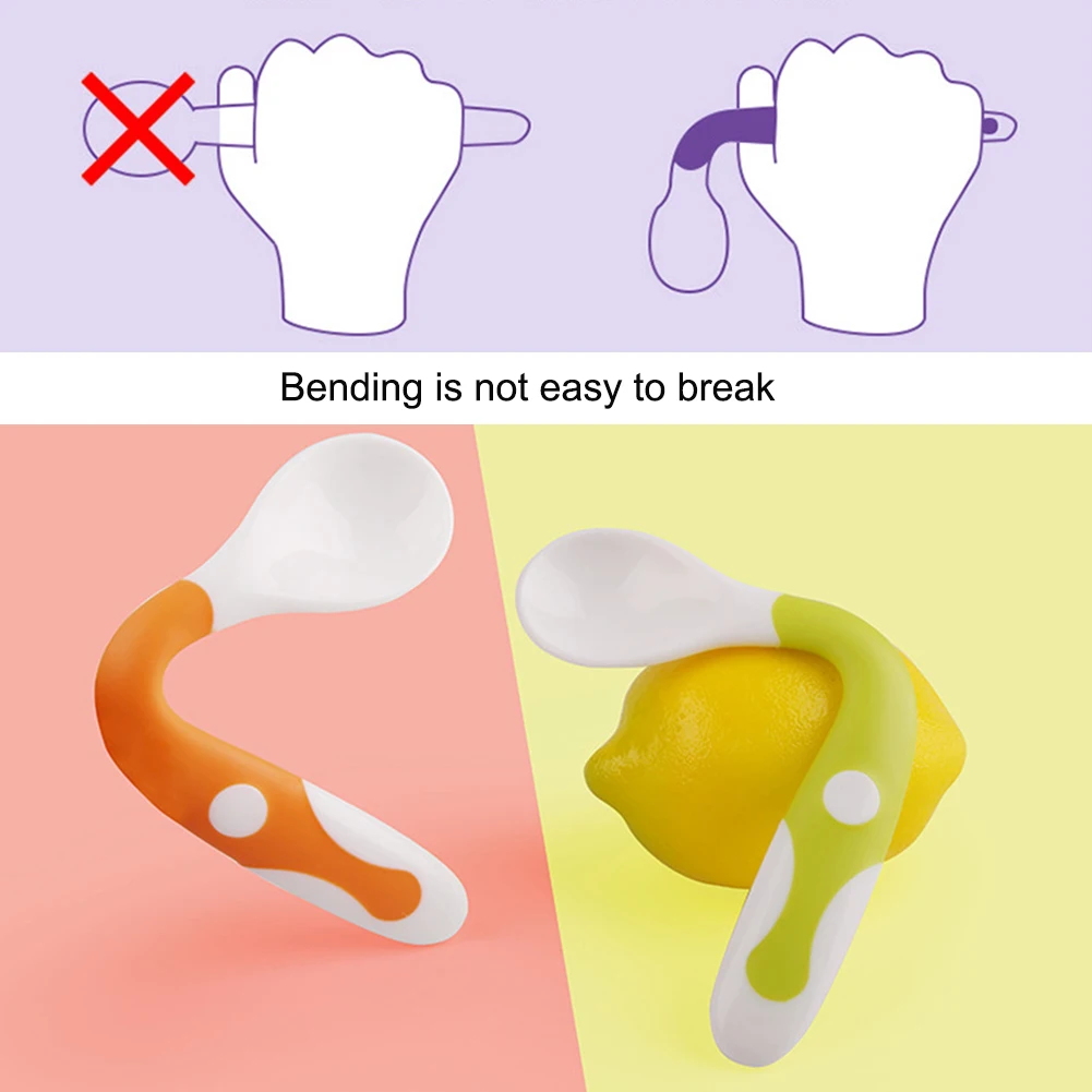2 шт. Ложка Вилка изгиб ручка набор посуды коготь чайник пластик PP детский Детские