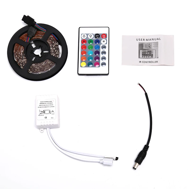 Один набор 5M 3528 SMD RGB 600 светодиодный s светодиодные полосы света лампы 24Key ИК пульт