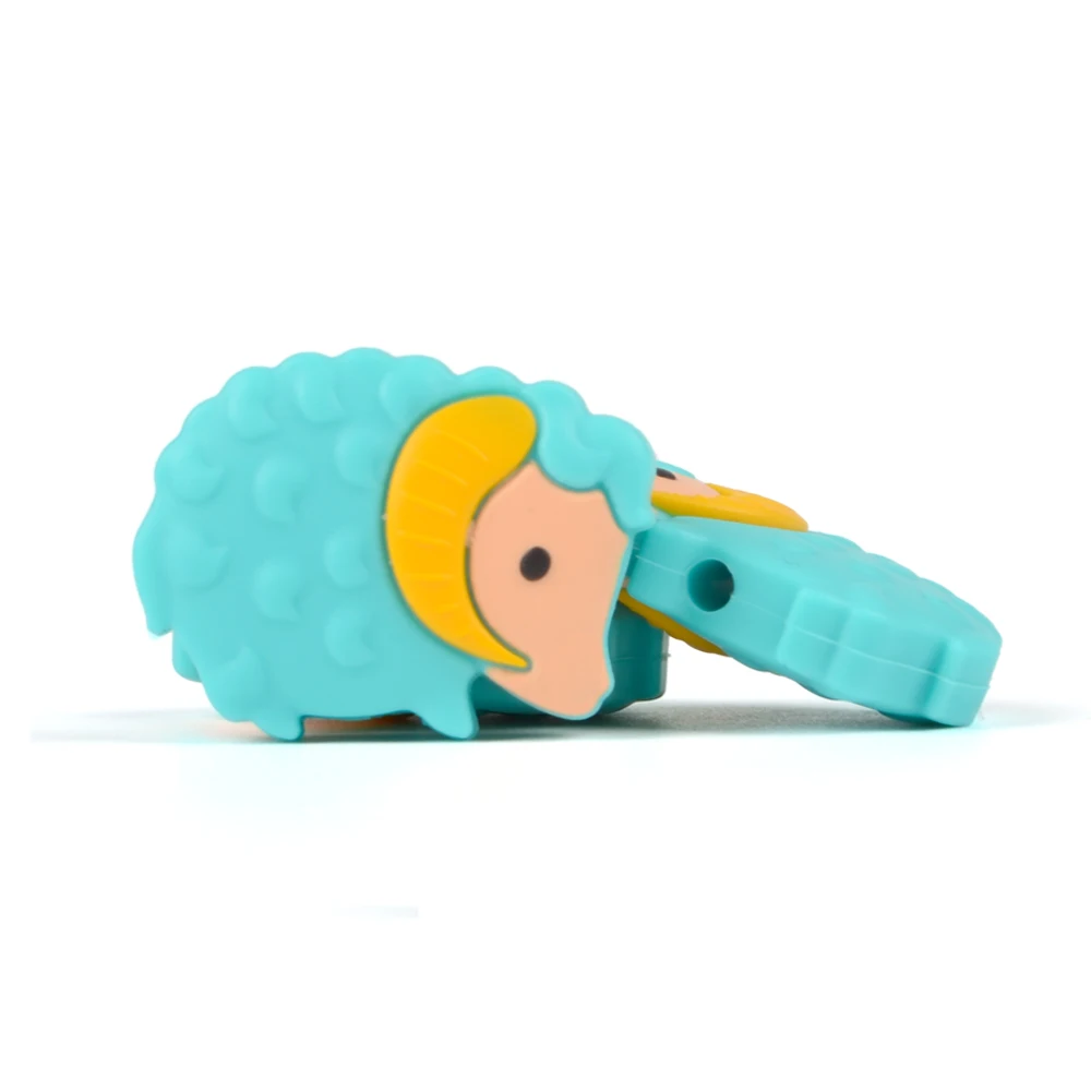 goat-turquoise LOFCA Силиконовые Прорезыватели в форме животных, BPA бесплатно, в форме животного, держатель для соски, аксессуары, сделай сам, свободные бусины для прорезывания зубов, ожерелье - Цвет: goat-turquoise