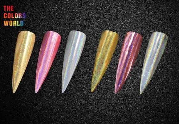 Голографическая пудра единорога лазерная с блестками для ногтей