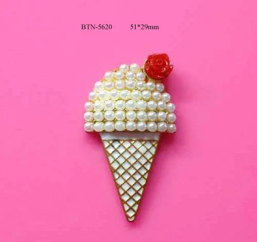 

Free shipping 10PCS ice cream pearl button(BTN-5620)