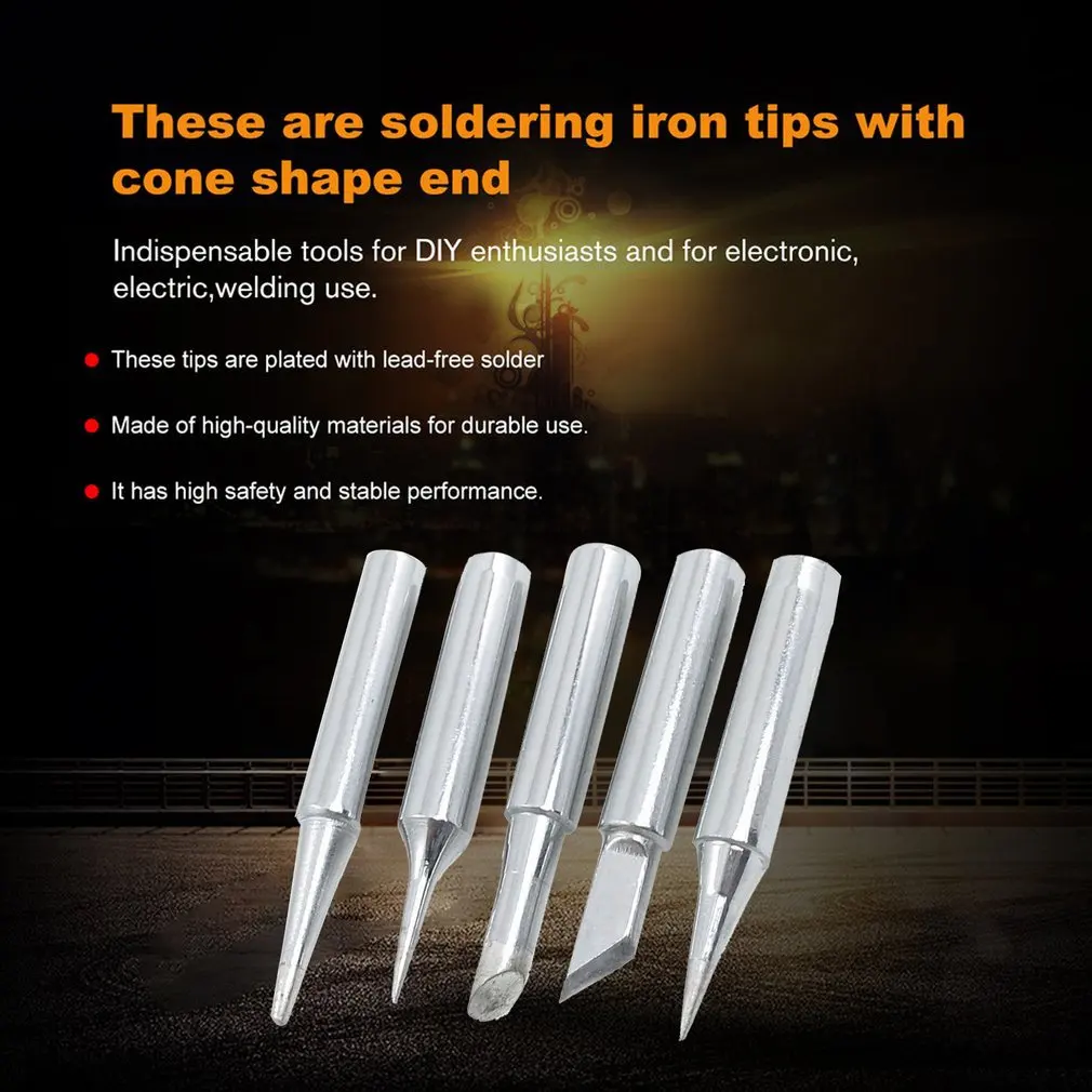 900M-T Series 5Pcs/Lot Thermostatic Solder Iron Tips Replacement Solder Iron Head Soldering Tips Tool Soldering Repair Station