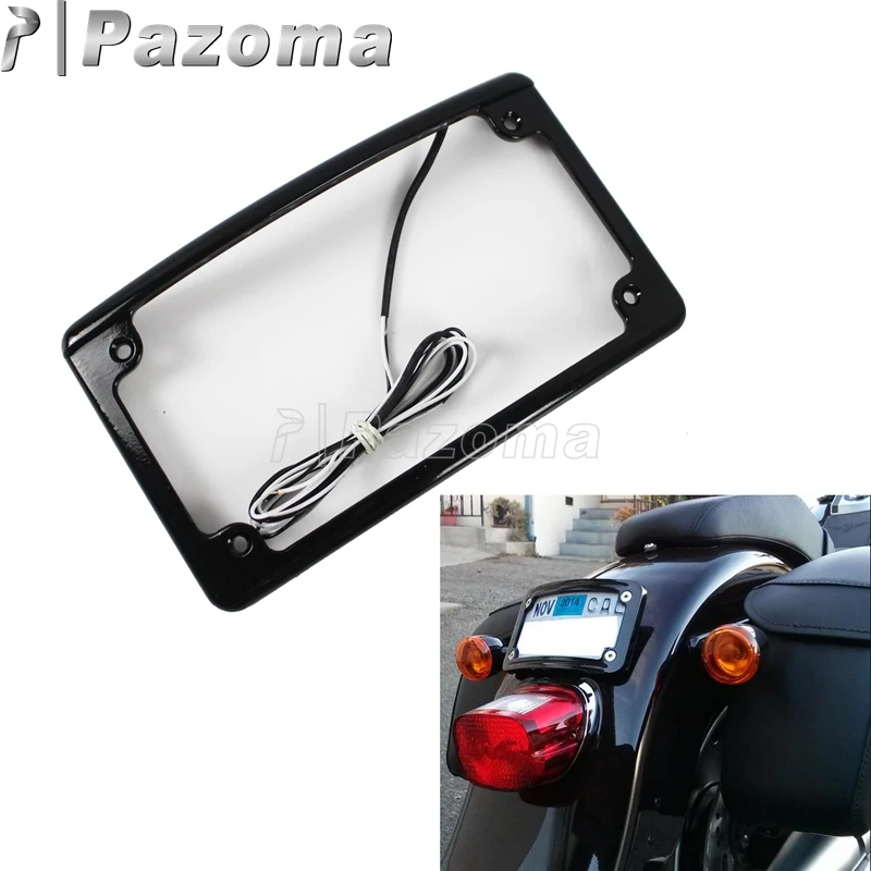 12 ° изогнутый Кронштейн номерного знака мотоцикла Рамка w/светодиодный для Honda Yamaha Harley Touring Road King Street 7-3/1" x 4-1/4" пластина
