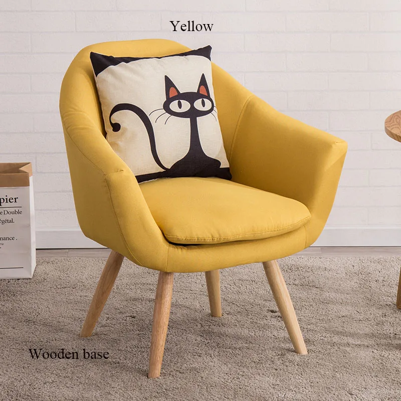 Wooden base Yellow Современный Одноместный стул для отдыха, кафе, офиса, ресторана, мебель для спальни, для учебы, скандинавский стул в стиле минимализм, диван - Цвет: Wooden base Yellow