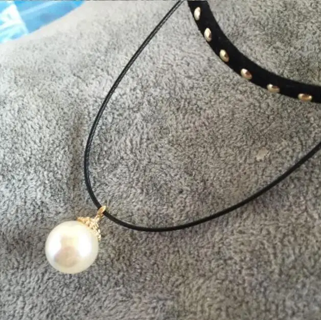 x 198 2021 Hot Fashion Gothic Punk Velvet With Rivet Imitation Pearl Pendant Necklace Female Jewelry Lover Friend Most Beautiful | Украшения