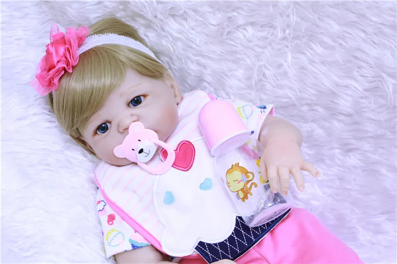 Кукла для девочки 22 дюйма со светлыми волосами силиконовая всего тела | Игрушки и
