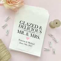 personalized glazed and delicious wedding popcorn candy buffet lolly bags bridal shower bakery cookie desserts favors pouches