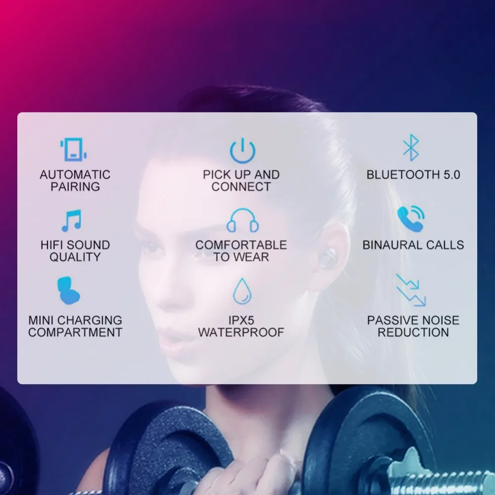 2019 Bluetooth 5 0 беспроводные наушники TWS Handsfree спортивные гарнитура для телефона с