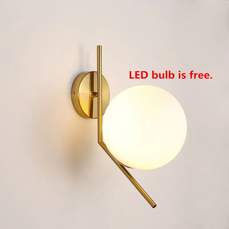 

Nordic Glass Ball Wall Lamps 220V 110V Bedroom Bedside Lights On The Wall Stair Bedroom Lights Wall Sconce Indoor Lighting E27
