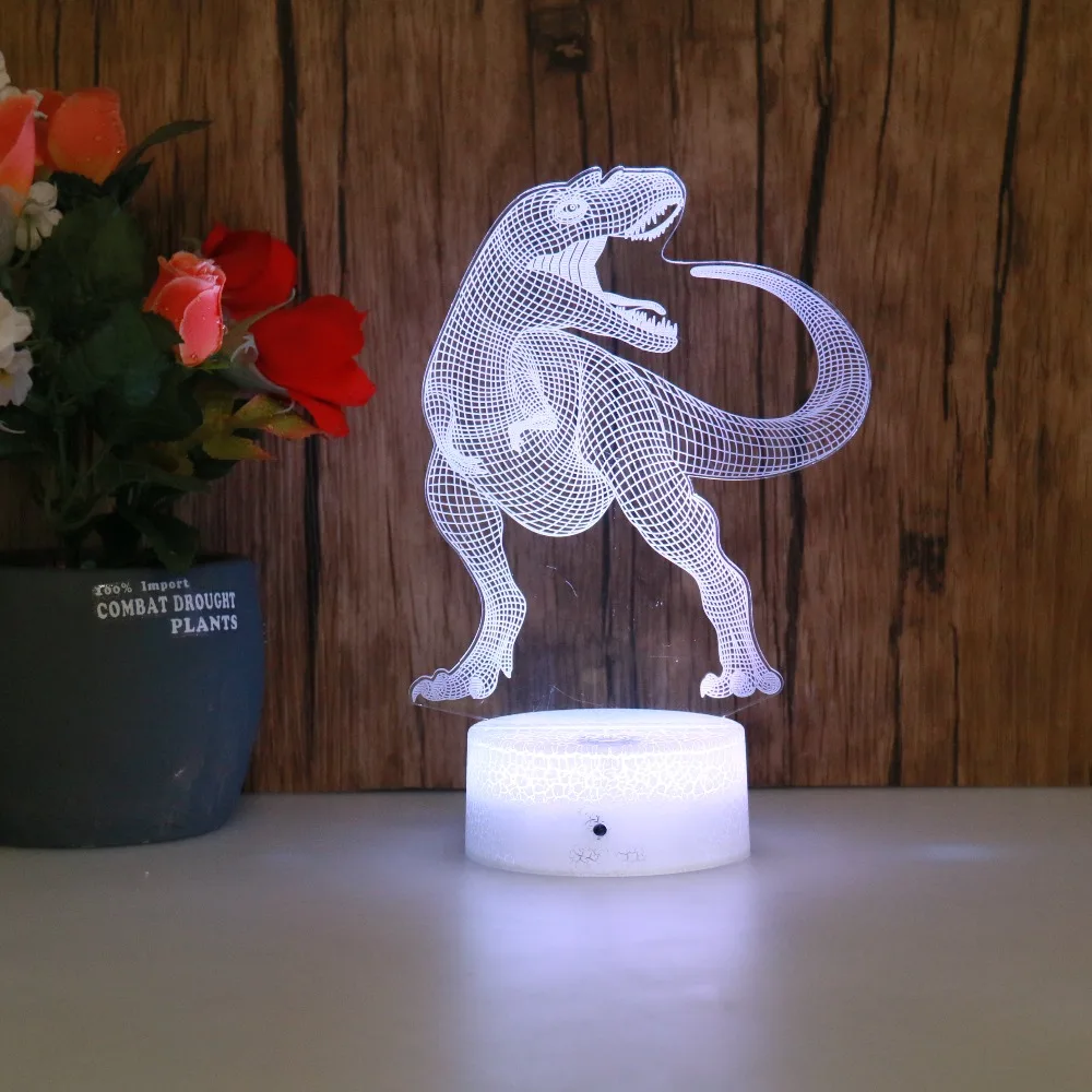 Бесплатная доставка крутая 7 видов цветов Сенсорная трещина база LED Usb 3D ночник
