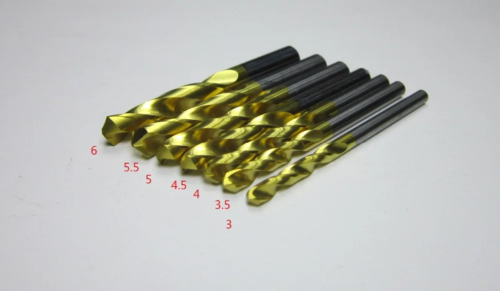 

wholesale 7PCS 3MM 3.5MM 4MM 4.5MM 5MM 5.5MM 6mm Tungsten carbide Twist Drill set CNC machine USA Drill bits For Metal working