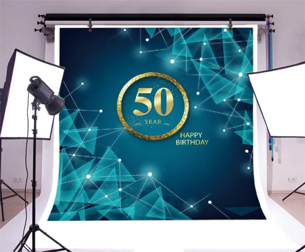 Laeacco Happy 50 лет День рождения узор плакат фотографического Фоны фотографии фонов