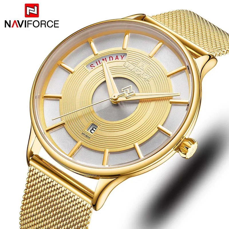 Naviforce ультра тонкие часы для мужчин лучший бренд класса люкс водонепроницаемые мужские часы модные деловые мужские часы золотые Relogio Masculino - Цвет: Gold Gold