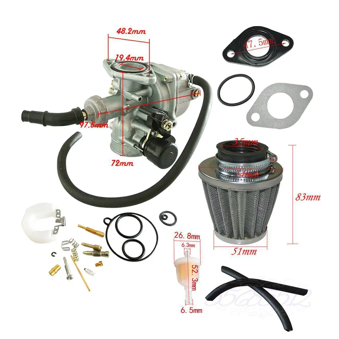 

Carburetor PZ19 Fuel & Air Filter Inlet Manifold Gasket For Most Chinese Brands ATVs