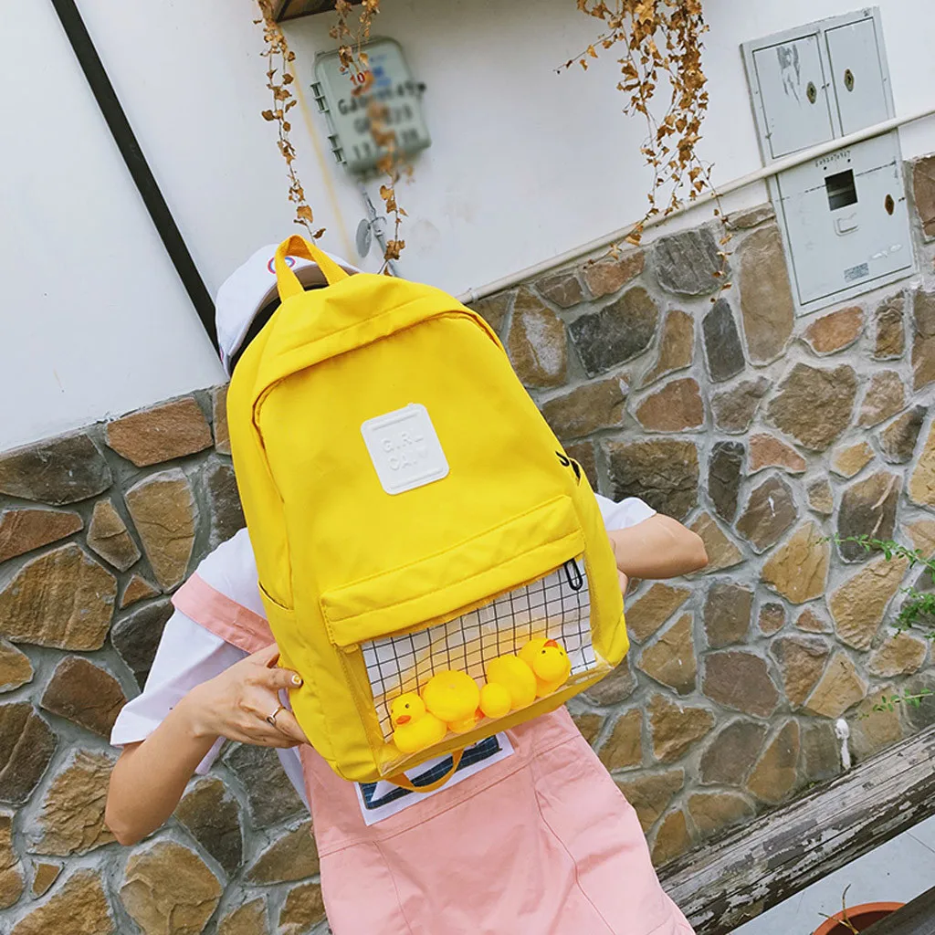 Harajuku прозрачные холщовые женские рюкзаки, школьные сумки для девочек-подростков, женские рюкзаки высокого качества для путешествий, рюкзаки Mochila