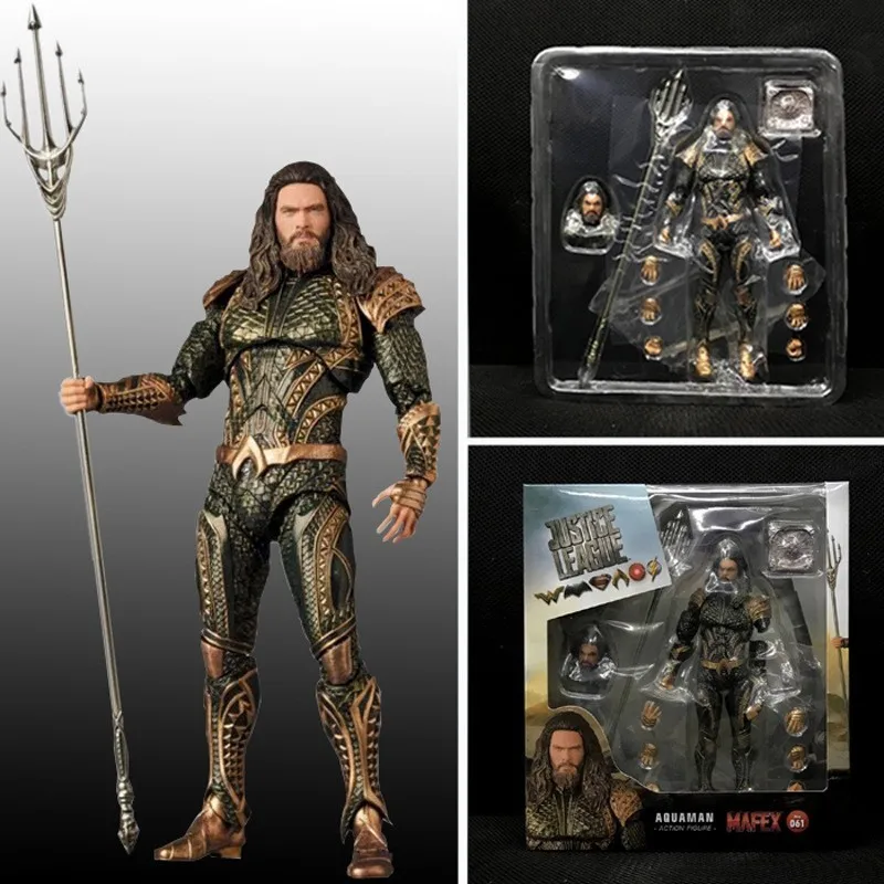 DC Justice League Super Hero Aquaman Mafex фильм ПВХ фигурка игрушки куклы Рождественский подарок на день рождения 16 см - Цвет: With Box