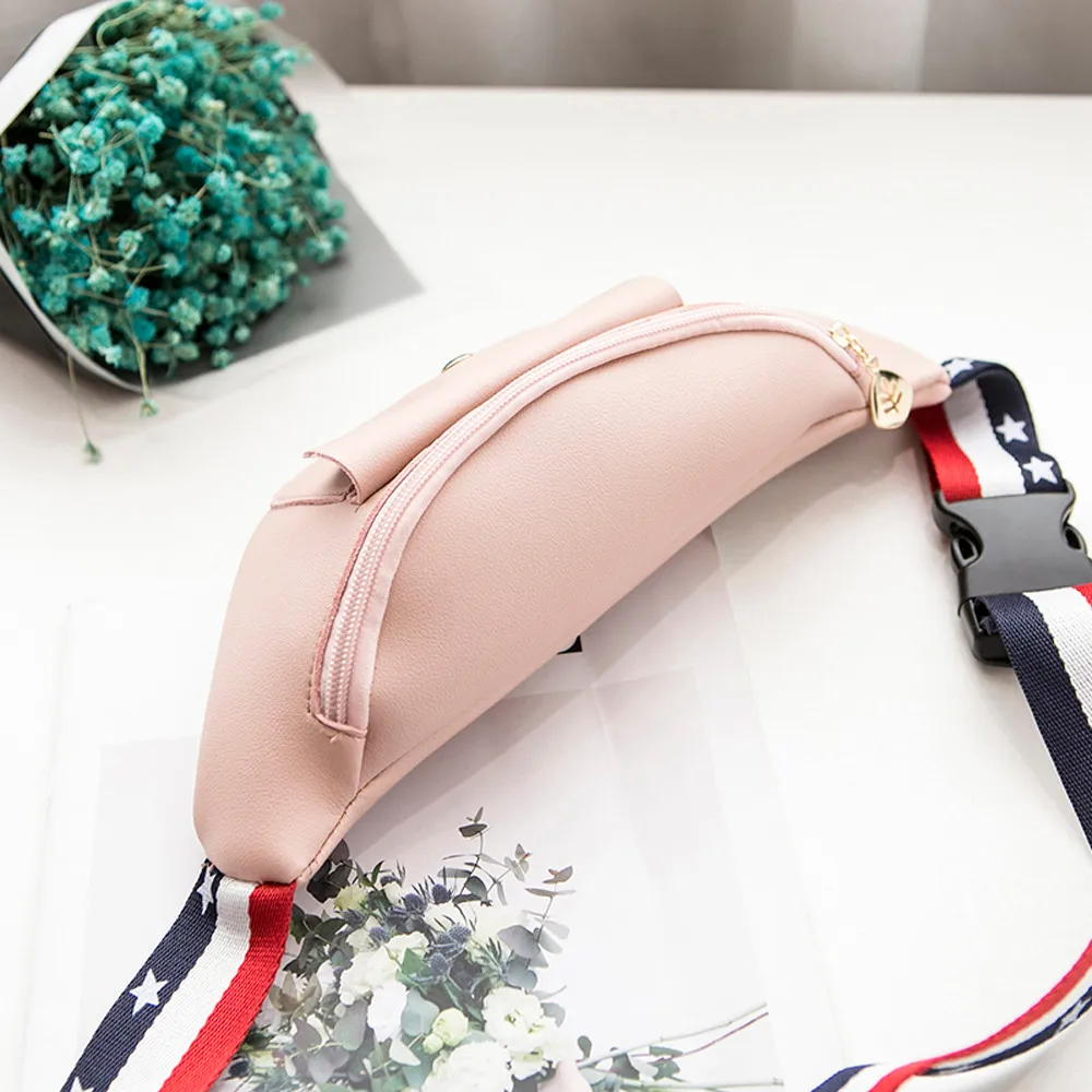 Женская поясная сумка мессенджер модная однотонная на молнии для телефона