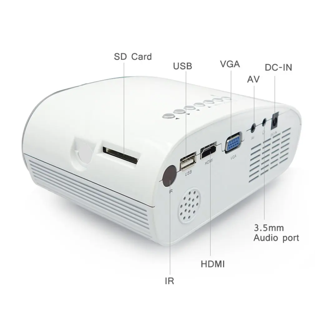 Rigal RD802 портативный кинопроектор для домашнего кинотеатра 480x320P USB VGA Высокое