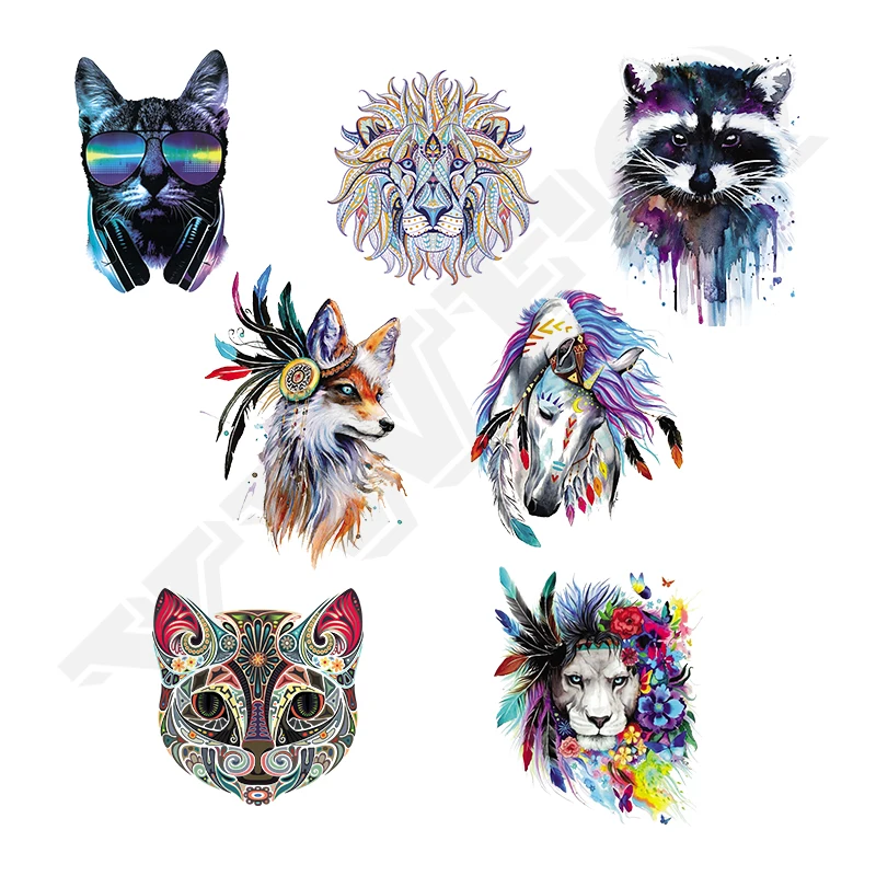 

7pcs/lot Mini Patch Set West Animal Stickers For Clothes Iron-on Transfer DIY Accessory T-shirt Dresses Heat Transfer Washable