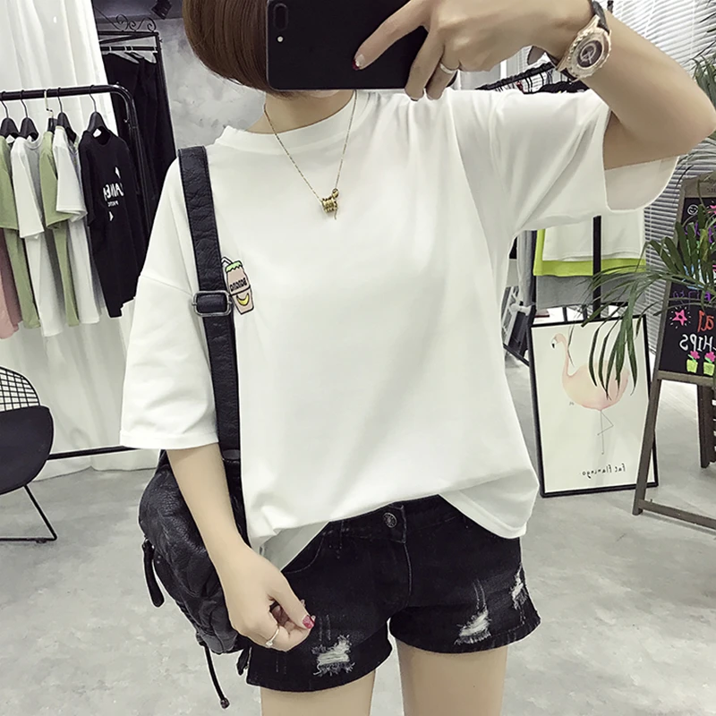 Летние новые милые напитки Бутылка вышивка женские топы с коротким рукавом