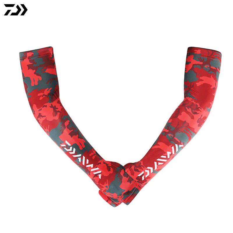Red-L Daiwa рыболовный Рукав Открытый Защита от солнца ледяной шелк прохладный дышащий анти-москитный Быстрый Велоспорт Бег Спортивный рукав - Цвет: Red-L