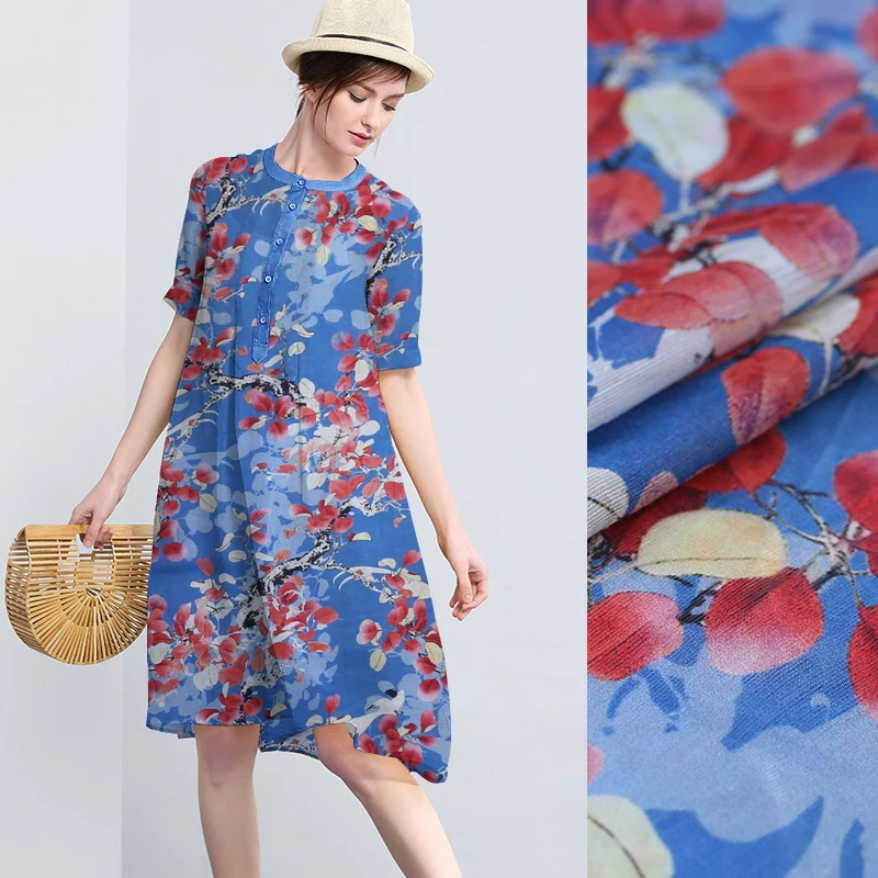 Шелковое льняное платье с цифровой печатью cheongsam китайская шелковая ткань