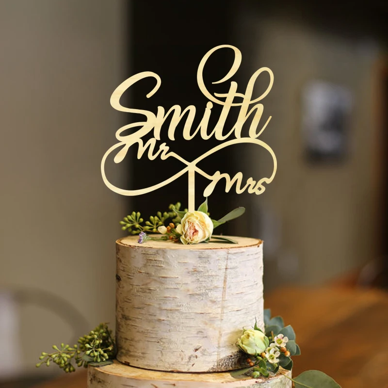 

Personalized Cake Topper for Wedding Surname cake topper Custom Mr and Mrs Wedding Cake Topper Infinity Cake Topper wood