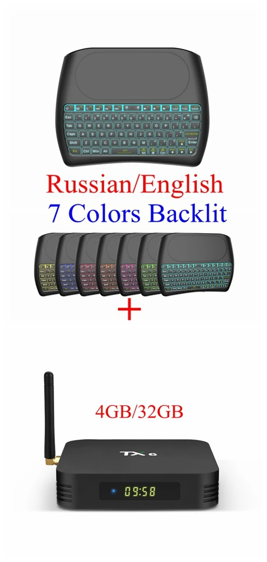 4GB 32GB D8 Backlit TX6 Android 9,0 Smart tv BOX 4 ГБ 32 ГБ 64 Гб Allwinner H6 четырехъядерный 2,4G/5G двойной Wifi BT 4,1 телеприставка 4K HD H.265 медиаплеер - Цвет: 4GB 32GB D8 Backlit