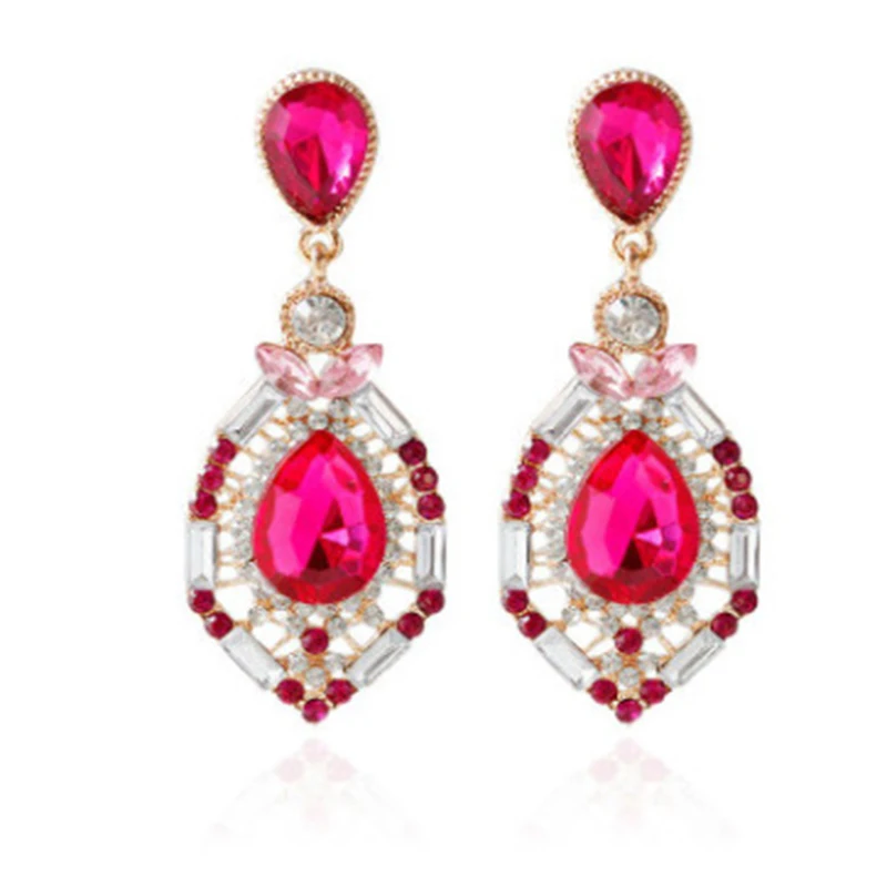 Women 'S Ear Drop Artificial Gem Chic personalized Earrings Accessory Foreign Trade Fashion Jewelry Water Droplets Earr | Украшения и