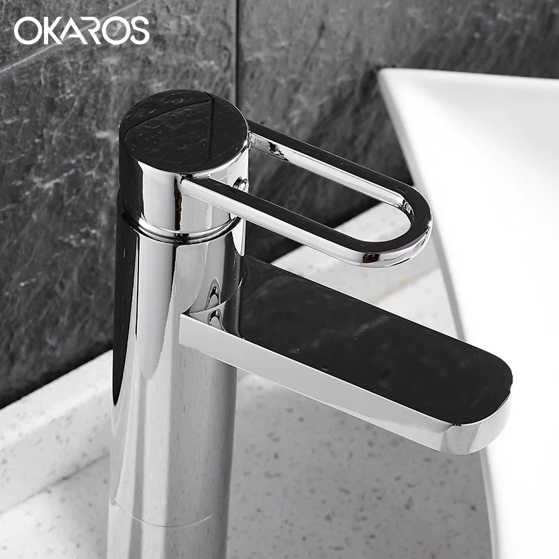 Современный Смеситель для раковины OKAROS усиленный хромированная отделка твердая