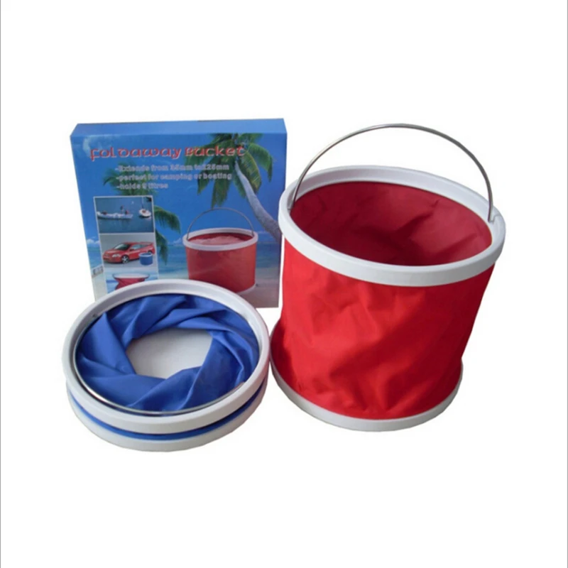 

YINGTOUMAN 9L Folding Blue/Red Bucket Barrel for Outdoor Camping Hiking Fishing Car Wash Travel Outdoor Fishing Tackles