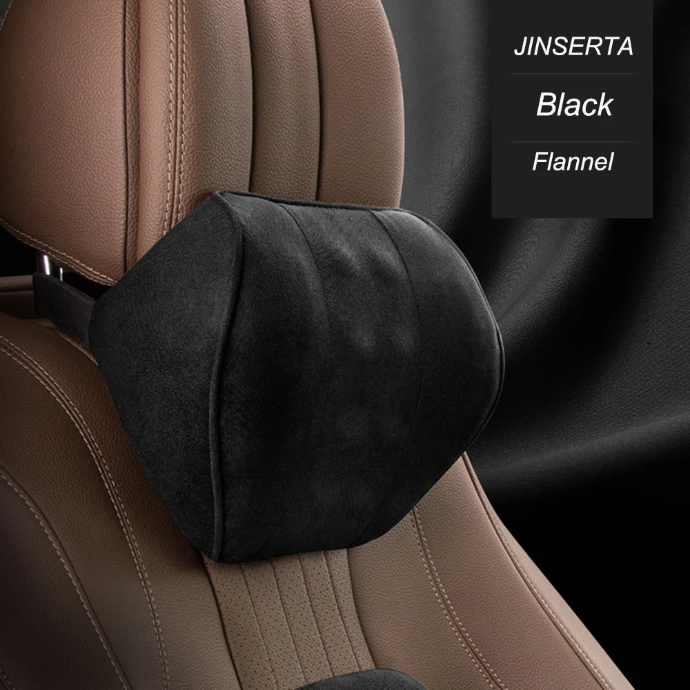 Black-Neck1 JINSERTA из искусственной кожи подголовник автомобиля подушка для шеи авто подушки сиденья Поддержка спины поясничная Подушка с эффектом памяти чехол для сиденья дорожная подушка - Цвет: Black-Neck1
