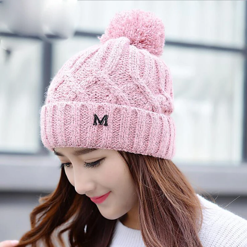 Новая женская зимняя шапка вязаная теплая флисовые шляпы женские шапки зимние