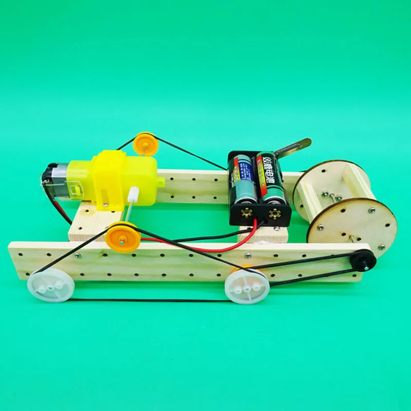 DIY Technology Sweeping robot belt electric trolley education assembling model Manual work toy technology |